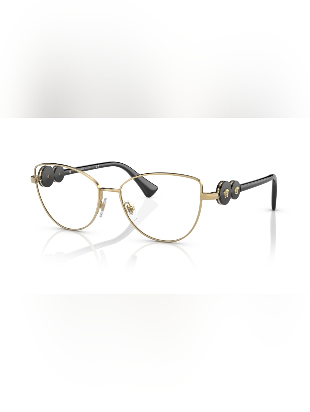 New Versace 1284 1002 - Gold Black Eyeglasses Frames Cateye 55-16-145 mm